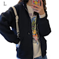 Miniatyrbillede 2 af 5: Dame Hoodie Front Open Zipper Hooded Coat Girl ös Casual sort black L