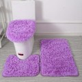 Miniatyrbild 1 av 5: 3PCS Badrumsmatta Toalettlock U-formad Matta Halkfri Mjuk Golvmatta Vattenabsorberande Solid Dörrmatta Badrum Matta Matta Set, Lila