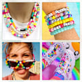 Miniatyrbilde 6 av 7: 4700 stk, 72 farger Pony Beads Regnbue Kandi Perler for armbåndsett, 3600 stk 9 mm plastperler og 1000 stk bokstavperler, Alpha Black Black Black 72 colors