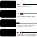 Pikkukuva 2 / 5: Magneettinen latauskaapeli Magnet USB -datakaapeli [2 kpl 1M] 2.1A