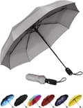 Umbrella Windproof Travel Umbrellas for Rain - Easy Automatic Open and Close, Durable & Compact Umbrella, Strong Fiberglass Frame, Waterproof Canopy Gray