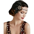 Pikkukuva 1 / 5: 1920-luvun vintage-tyyliin sopiva pääpanta, jossa höyheniä, 1920-luvun flapper-tyyliin sopiva päähine, 1920-luvun Great Gatsby -asuun sopivat asusteet, musta ja kultainen