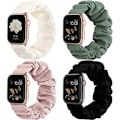Pikkukuva 1 / 9: 4 kpl Yhteensopiva Apple Watch -rannekkeen kanssa Scrunchie 38mm 40mm 41mm 42mm 44mm 45mm Söpö painettu joustava Solo Loop -ranneke Naisten rannekoru 20MM