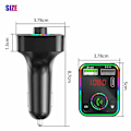 Miniatyrbillede 5 af 5: Bil Bluetooth 5.0 Fm Transmitter Dobbelt USB Typec Oplader Mp3 Afspiller LED Baggrundsbelysning Pd Hurtig Oplader Adapter Håndfri Bilsæt