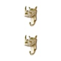Pikkukuva 2 / 5: 1/2/3/5 Vahva ja kestävä eläinpään avaimenkoukku yksinkertaiseen kultaan (sarvikuono) Gold (rhino) 2 Set