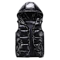 Miniatyrbild 1 av 2: Sliktaa Unisex Blank Glansig Vattentät Ärmlös Jacka Lättvikts Puffer Väst - Svart Black XL