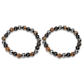 Miniatyrbilde 1 av 4: 2 stk Svart Natursten Armbånd Høy Elastisk Trippel Beskyttelse Tigerøye Stein Velstand Armbånd For De Fleste Menn Kvinner Agat