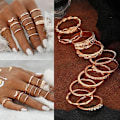 Miniatyrbilde 3 av 5: 12 stk./sett Vintage Gulltone Boho Midi Fingerleddsringer Mote Kvinner Smykker