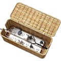 Miniatyrbillede 1 af 7: Håndlavet kabelstyringsboks i rattan, kabelordningsboks med låg og 2 åbne slidser til at skjule strømskinner og ledninger og dække gulv-tv-ledninger computer-usb-hub