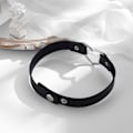 Pikkukuva 5 / 5: PU Nahkainen Choker Kaulakoru Säädettävä Sydänketju Kaulus Got BlackC Circle