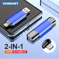 Pikkukuva 2 / 6: VANSUNY 32G/64GB/128G USB Type-C -muistitikku 2-in-1 Dual Flash Drive USB A + USB C OTG -muistitikku