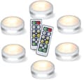 LED Puck Lampor – Batteridrivna med Fjärrkontroll (6-Pack)[BT] white