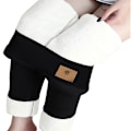Miniatyrbild 1 av 4: Termo Leggings Dam Vinterfodrade Joggingbyxor Sport Bomull Termoleggins Varmt Fleece Träningsbyxor Hög Midja Elastiska Fritidsbyxor med