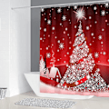 Miniatyrbillede 2 af 3: Rød stof julegardin med C-ringe - skimmelresistent farve - 180 x 200 cm