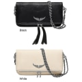 Miniatyrbilde 5 av 5: Zadigvoltaire Dameveske Skinn Messenger Bag Dame Skuldertaske Med Rhinestone Glidelås White