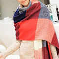 Miniatyrbillede 4 af 5: Vinter Tartan Sjal Langt Sjal Plaid Varmt Sjal Wraps Tæppe Sjal til Damer Tassel Sjal Lang Stole Blue+red Tartan