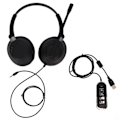 Miniatyrbild 1 av 8: Binaural kundtjänst headset volymjustering mikrofon mute 3,5 mm telefon headset med USB ljudkort för kontor