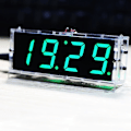 Miniatyrbillede 1 af 3: Kompakt 4-cifret DIY digitalt LED-urkit med lysstyring, temperatur, dato og tidsvisning med gennemsigtig kasse