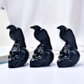 Miniatyrbillede 2 af 5: Krage på kranie Hjemmeindretning gotisk krage på kranie Statue Halloween Sort