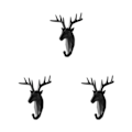 Miniatyrbillede 4 af 5: 1/2/3/5 Robust og holdbar dyrehoved nøglekrog til enkelt sort (hjort) black (deer) 3 Sets