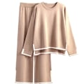 Miniatyrbilde 1 av 2: Sportsklær for kvinner, gensere, oversized casual langermet, gensere, høytlivs brede bukser, casual dresser khaki M