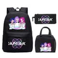 KPop Demon Hunters Print Studenterrygsæk Stor Kapacitet 3-delt Sæt Trendy Black2