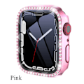 Miniatyrbild 1 av 7: Diamond Glass+ Cover för Apple Watch Case 45mm 41mm 40mm 44mm 42mm 38mm Bling Bumper+ Skärmskydd iwatch Series 9 8 7 3 6 SE Rosa Pink Series 321 38MM