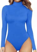 Langærmet bodysuit med høj hals til kvinder Jumpsuit-top \"Langærmet kongeblå\" \"X-Large\"
