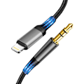 Miniatyrbillede 1 af 5: Billadapter til iPhone, Lightning til 3,5 mm nylon stereoaux