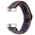 Miniatyrbild 1 av 5: Elastiskt nylonband med justerbart spänne flätat klockarmband för Fitbit Charge 6/5 - 14# [DM] Multicolo Multicolor Style C Fitbit Charge 6
