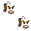 Miniatyrbilde 1 av 5: 1/2/3/5 Faux Katteører og Hale Sett Halloween Fancy Dress Cosplay Brun1-WELLNGS Brun1 Brown1 2PCS