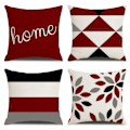 Miniatyrbild 1 av 5: Set med 4 dekorativa kuddfodral i lantlig stil, geometriska abstrakta accentkuddfodral, dekorativa kuddar, moderna för utomhus- och inomhusbruk för soffa, mixade röda Mix red 45x45cm