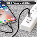 Miniatyrbild 2 av 5: USB till USB C-adapter 2-pack, Typ C hona USB A hane-konverterladdare för Apple Watch Series 7 8, iPhone 11 12 13 14 15 Pro Max