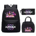 KPop Demon Hunters Print Studenterrygsæk Stor Kapacitet 3-delt Sæt Trendy Black 1