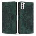 Frostat Läderfodral för Mandala Emed Retro Telefon Grön(qb) Green For Samsung Galaxy S21 FE 5G