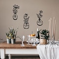 Miniatyrbillede 4 af 5: 3 stk. Sort Metal Blomster Vægdekoration Metal Vase Vægkunst Metal Væg Skulptur Hængende Indendørs Køkken Badeværelse Soveværelse Stue, 8,2*20cm