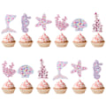 Miniatyrbilde 2 av 2: 24 stk havfrue kakepynt, bursdagskakepynt, cupcake-innsatser O