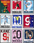 Fodboldplakater til drengeværelser, Messi-plakater til drengeværelser, Fodboldvægkunst, Ronaldo-plakater - Uindrammet sæt med 9