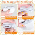Miniatyrbild 4 av 5: Elektrisk Nagelklippare, Nagelfil med Ljus och 2 Hastigheter, Laddningsbar Säkerhetsnagelsax för Vårdgivare, Äldre, Barn white