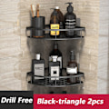 Miniatyrbillede 1 af 6: Hjørne brusebad caddies badeværelse arrangør hylde sort trekant sort black triangle 2pcs