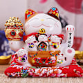 Miniatyrbilde 2 av 5: Tommers keramiske vinkende katt Maneki Neko ornament Feng Shui dekorasjon svingende lykkekatt, b
