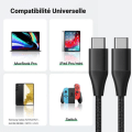 Miniatyrbild 4 av 4: CQBB 25W PD-laddare + 1M nylon USB-C till USB-C-kabel för Samsung S22 Ultra S22 S23+ S23 Ultra S21 FE S21 S20 S10 S9 - Svart