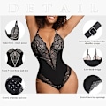 Miniatyrbillede 4 af 5: Popilush Lace Shapewear Body til kvinder med V-hals og snøre i sort Black XL