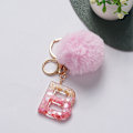 Miniatyrbilde 1 av 8: e Nøkkelring Rosa Pompom Ball Nøkkelring med 26 Bokstaver Resin Nøkkelringer B