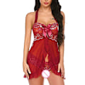 Pikkukuva 1 / 5: Naiset Seksi Alusvaatteet Mesh Push-Up Halter Kaula-Asun Yöasu Punainen Red S