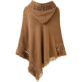 Miniatyrbilde 2 av 5: Stilig varmstrikket hette Poncho Cape (khaki) for høst/vinter