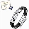 Miniatyrbilde 1 av 5: Mor og datter evig lenket flettet lær armbånd kvinner inspirerende armbånd kvinners rustfritt flettet lær armbånd W Daughter B