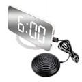 Miniatyrbild 1 av 5: Hög ljudvibrerande väckarklocka för tunga sovande döva vuxna, digital spegelklocka med sängvibrator