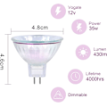 Miniatyrbilde 2 av 8: Halogenlampe 35w Gu5.3 2-pins base, 12v 2700k Varmt hvitt Spotlight 36° strålevinkel 4000 timer levetid Dimbar Halogenlampe Dikroisk - 6-pakning