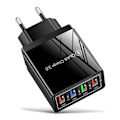Miniatyrbild 1 av 5: Väggadapter med 4 LED-portar Svart Black one size